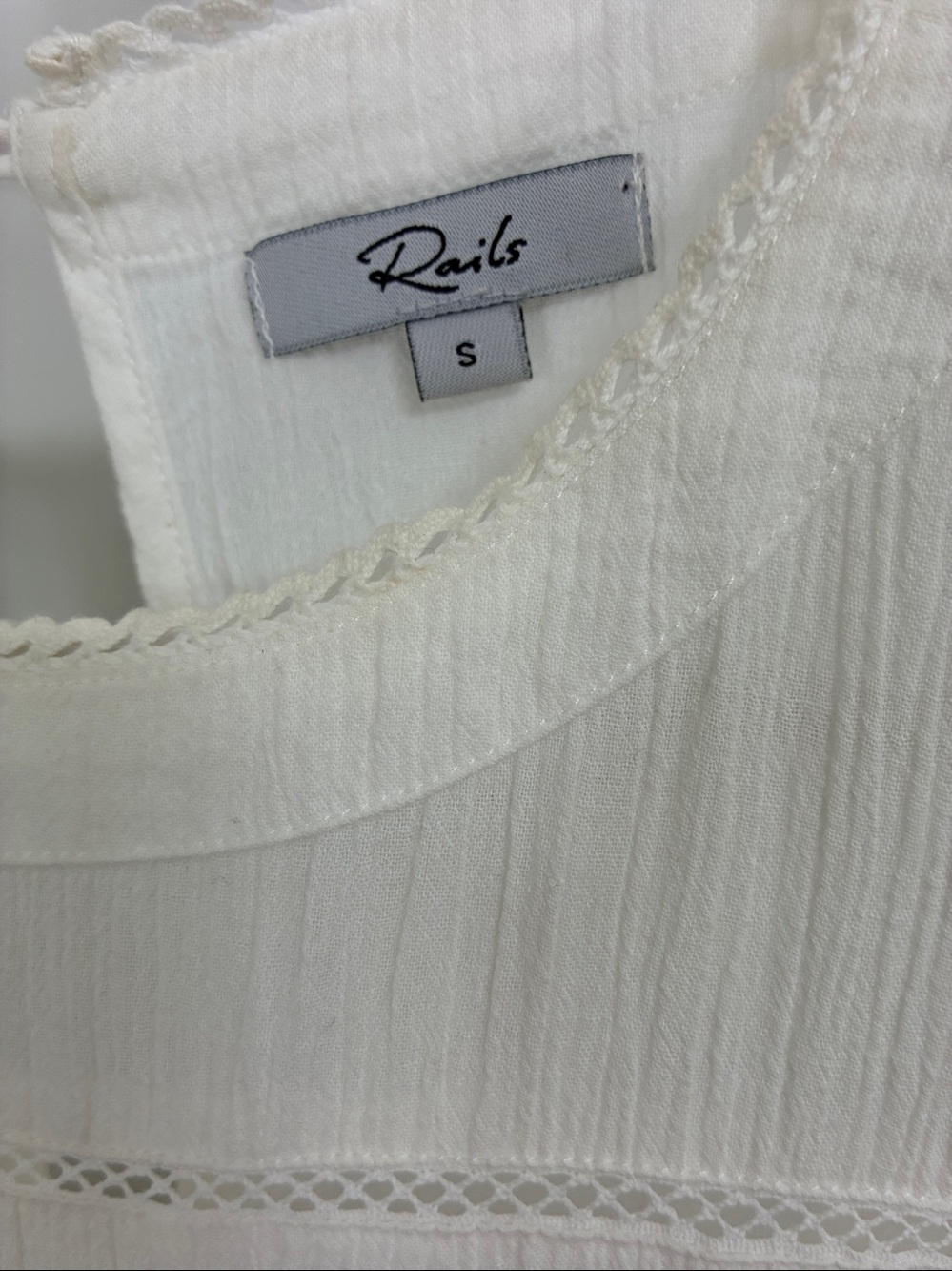 Rails Dress White Ruffle Trim Midi Dress Size Small NWOT - Picture 7 of 7